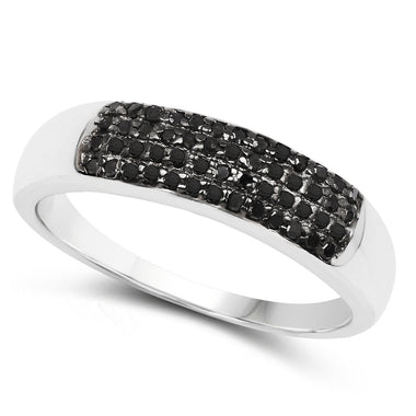 0.22 Carat Genuine Black Diamond .925 Sterling Silver Ring - 0