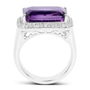5.51 Carat Genuine Amethyst and White Zircon .925 Sterling Silver Ring-2
