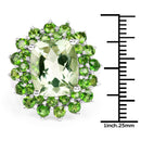 9.89 Carat Genuine Green Amethyst and Chrome Diopside .925 Sterling Silver Ring-3