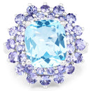 11.22 Carat Genuine Blue Topaz and Tanzanite .925 Sterling Silver Ring-3