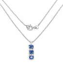 0.64 Carat Genuine Blue Sapphire and White Diamond .925 Sterling Silver Pendant-2