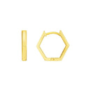 14k Yellow Gold Hexagon Huggie Hoops Earrings-1