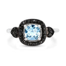 1.19 Carat Genuine Swiss Blue Topaz & Black Diamond .925 Sterling Silver Ring-3