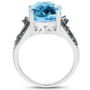 5.51 Carat Genuine Baby Swiss Blue Topaz and Blue Diamond .925 Sterling Silver Ring-2