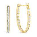 10K Yellow Gold 1.00 Cttw Round and Baguette-Cut Diamond U-Hoop Earrings (H-I Color, SI2-I1 Clarity)-4