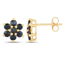 0.84 Carat Genuine Blue Sapphire 10K Yellow Gold Earrings-3