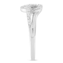 .925 Sterling Silver 1/8 Cttw Diamond Open Heart Leaf Curvy Bypass Accent Fashion or Promise Ring (I-J Color, I2-I3 Clarity) - Size 6-5