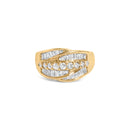 14K Yellow Gold 1.00 Cttw Diamond Cocktall Cluster 5 Stone Ring (H-I Color, SI1-I1 Clarity) - Ring Size 7-1