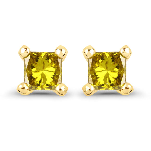 0.25 Carat Genuine Yellow Diamond 14K Yellow Gold Earrings (SI1-SI2)
