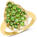 14K Yellow Gold Plated 1.71 Carat Genuine Chrome Diopside .925 Sterling Silver Ring-1
