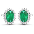 2.66 Carat Genuine Zambian Emerald and White Diamond 14K White Gold Earrings-2