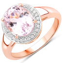 3.64 Carat Genuine Kunzite and White Zircon .925 Sterling Silver Ring-1