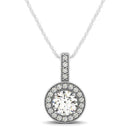 Milgrain Edge Diamond Halo Pendant in 14k White Gold (5/8 cttw)-1