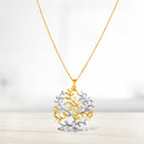 14k Two-Tone Yellow and White Gold Tree of Life Pendant-3