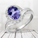 1.82 Carat Genuine Tanzanite and White Zircon .925 Sterling Silver Ring-1