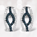 0.42 Carat Genuine Blue Diamond & White Diamond .925 Sterling Silver Earrings-1