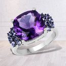 6.34 Carat Genuine Amethyst and Tanzanite .925 Sterling Silver Ring-1