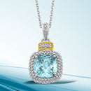 18k Yellow Gold & Sterling Silver Popcorn Sky Blue Topaz and Diamond Pendant-3