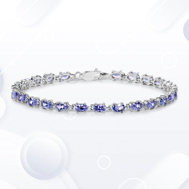 6.25 Carat Genuine Tanzanite .925 Sterling Silver Bracelet - 0