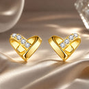 925 Sterling Silver Earrings with Pavé Setting CZ in Gold Plated-1