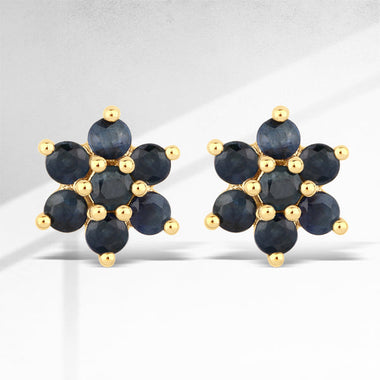 0.84 Carat Genuine Blue Sapphire 10K Yellow Gold Earrings
