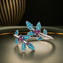 925 Sterling Silver Enamel White Gold Plated Ring with CZ for Women-1