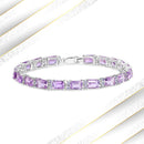 19.19 Carat Genuine Amethyst and Tanzanite .925 Sterling Silver Bracelet-1