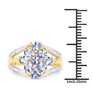 14K Yellow Gold Plated 1.59 Carat Genuine Tanzanite and White Topaz .925 Sterling Silver Ring-4