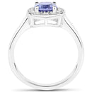 1.51 Carat Genuine Tanzanite and White Topaz .925 Sterling Silver ring-2