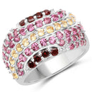 2.35 Carat Genuine Multi Stone .925 Sterling Silver Ring-1