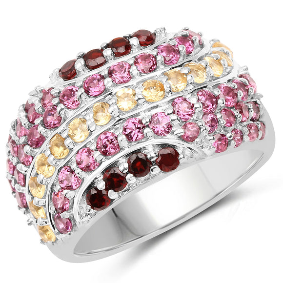 2.35 Carat Genuine Multi Stone .925 Sterling Silver Ring