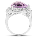 8.86 Carat Genuine Amethyst and White Zircon .925 Sterling Silver Ring-2