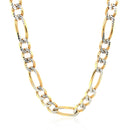 7.0mm 14K Yellow Gold Solid Pave Figaro Chain-2