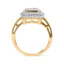 10K Yellow Gold 1/2 cttw Round and Princess Diamond Composite Head and Halo Ring (H-I Color, SI1-SI2 Clarity) - Ring Size 7-2
