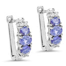 1.52 Carat Genuine Tanzanite and White Topaz .925 Sterling Silver Earrings-1