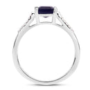 3.07 Carat Glass Filled Sapphire and White Zircon .925 Sterling Silver Ring-2