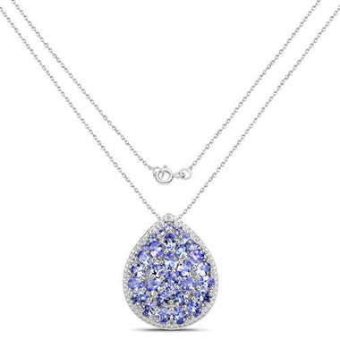 4.16 Carat Genuine Tanzanite .925 Sterling Silver Pendant - 0