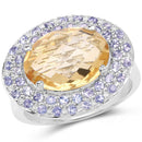 5.78 Carat Genuine Citrine and Tanzanite .925 Sterling Silver Ring-1