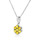 .925 Sterling Silver 1/2 Cttw Prong Set Treated Green Diamond Floral Cluster 18" Pendant Necklace (Green Color, I1-I2 Clarity)-7
