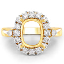 0.54 Carat Genuine White Diamond 14K Yellow Gold Semi Mount Ring - holds 9x7mm Cushion Gemstone-4