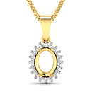 0.13 Carat Genuine White Diamond 14K Yellow Gold Semi Mount Pendant - holds 8x6mm Oval Gemstone-1