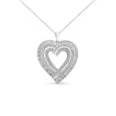 .925 Sterling Silver 1 1/4 Cttw Round and Baguette-Cut Diamond Composite Heart 18" Pendant Necklace (I-J Color, I1-I2 Clarity)-1