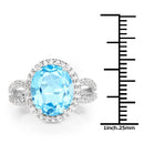 6.03 Carat Genuine Swiss Blue Topaz & White Topaz .925 Sterling Silver Ring-3