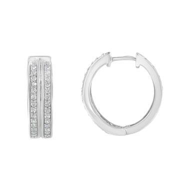 10K White Gold Diamond Hoop Earring (1/2 cttw, I-J Color, I2-I3 Clarity) - 0