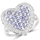 1.81 Carat Genuine Tanzanite and White Topaz .925 Sterling Silver Ring-1