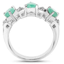 1.87 Carat Genuine Emerald and White Topaz .925 Sterling Silver Ring-2