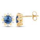 1.87 Carat Genuine Blue Sapphire and White Diamond 14K Yellow Gold Earrings-3
