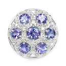 2.00 Carat Genuine Tanzanite and White Zircon .925 Sterling Silver Ring-3