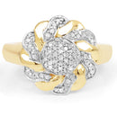 14K Yellow Gold Plated 0.28 Carat Genuine White Diamond .925 Sterling Silver Ring-3