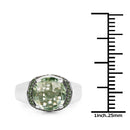 3.95 Carat Genuine Green Amethyst and Green Diamond .925 Sterling Silver Ring-3
